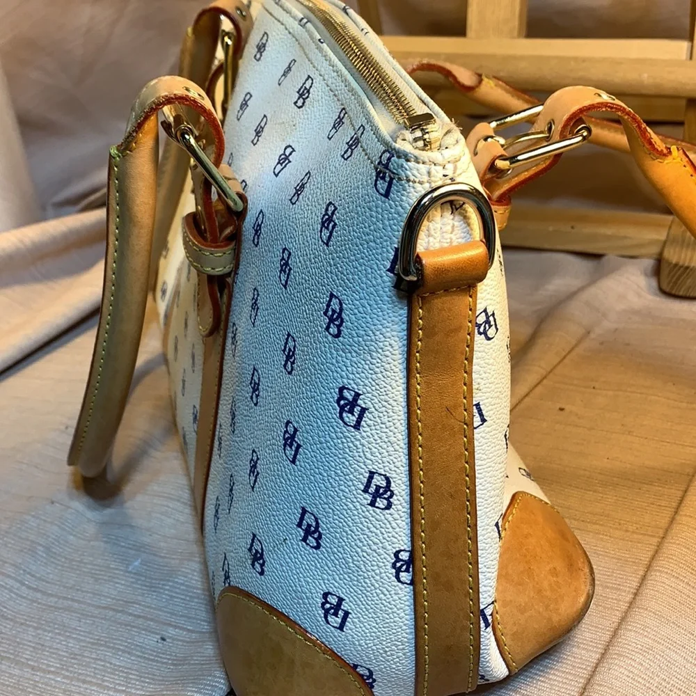 Dooney & Bourke leather satchel w/logo pattern